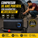 Compresor de Aire Portátil con Manómetro – Inflado Rápido (Auto, Moto, Bicicleta)